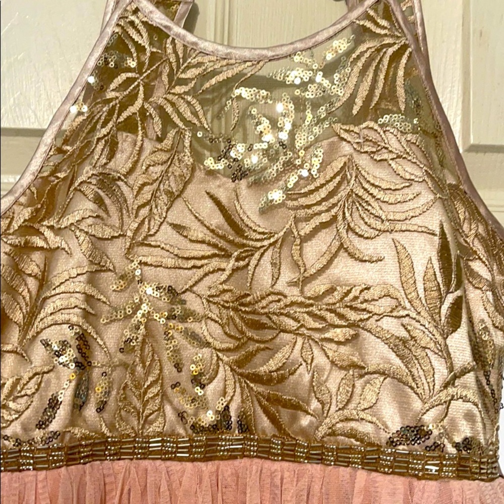 Girls size 10 gold/ rose gold dress